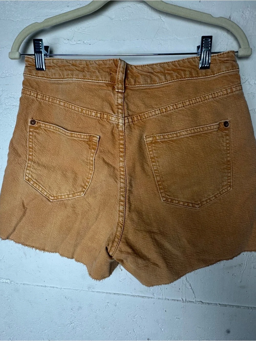 Anthropologie Pilcro‎ Ultra High Rise Ochre Shorts Size 28 Frayed Hem Cut offs